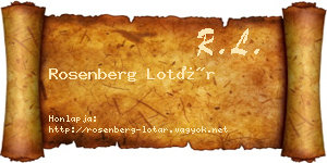 Rosenberg Lotár névjegykártya